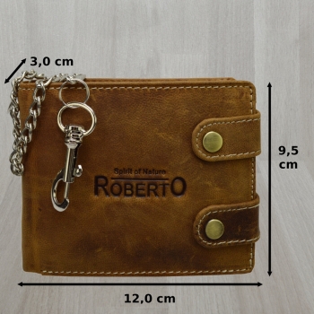 Wildleder Edition Herren Biker Geldbörsen mit RFID Schutz Hosenkette Riegelverschluss (Querf. braun)